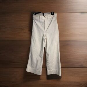 Madewell Emmett Cropped Wide Leg Courdoroy Cream Pants